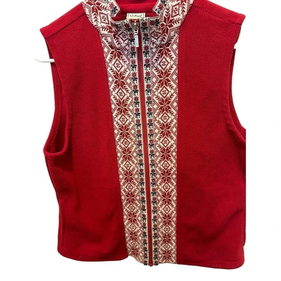 L.L. Bean Women's Red Sleeveless Full Zipped Fleece Vest Size Medium - Picture 5 of 5
